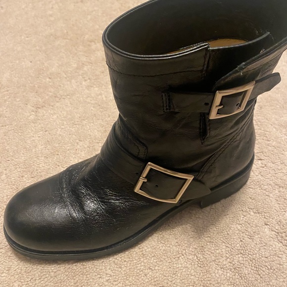 Authentic Jimmy Choo black leather Biker boots - Picture 1 of 8